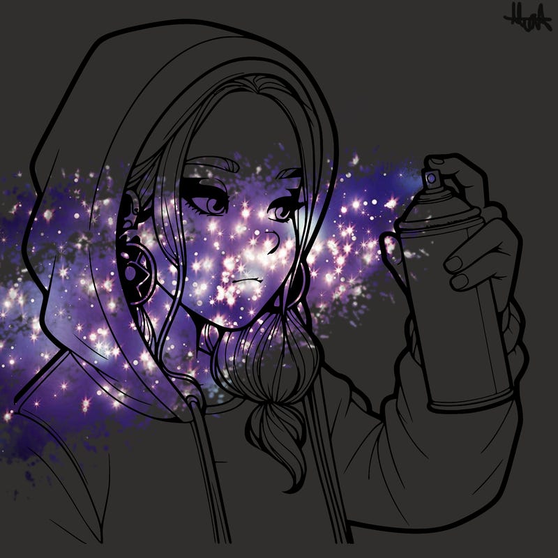 a realistic girl, spray painting