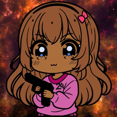 cute girl holding a gun