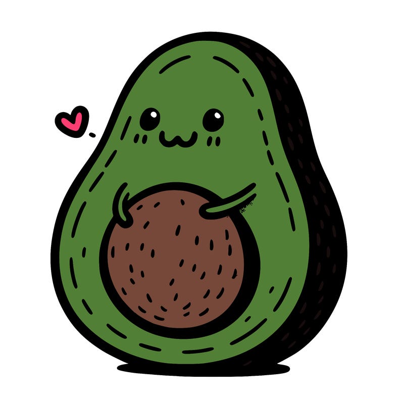 an avocado hugging an avocado