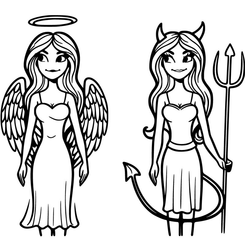 woman angel and devil