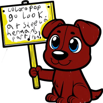 dog holding a sign