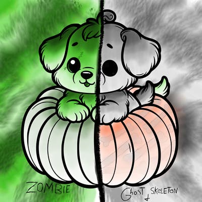 cute little puppy in a pumpkin