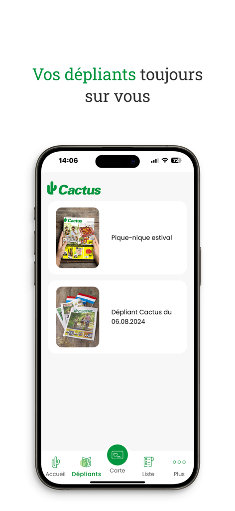 Cactus - Cactus mobile app interface showing digital shopping brochures and weekly ads