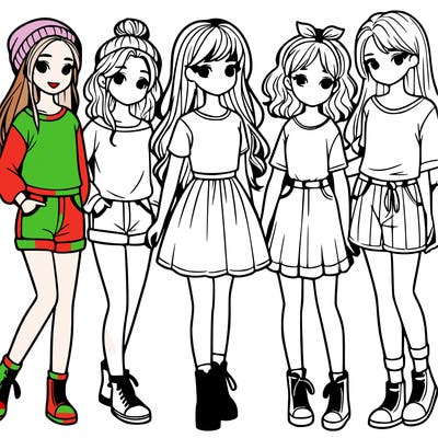 a group of five girls