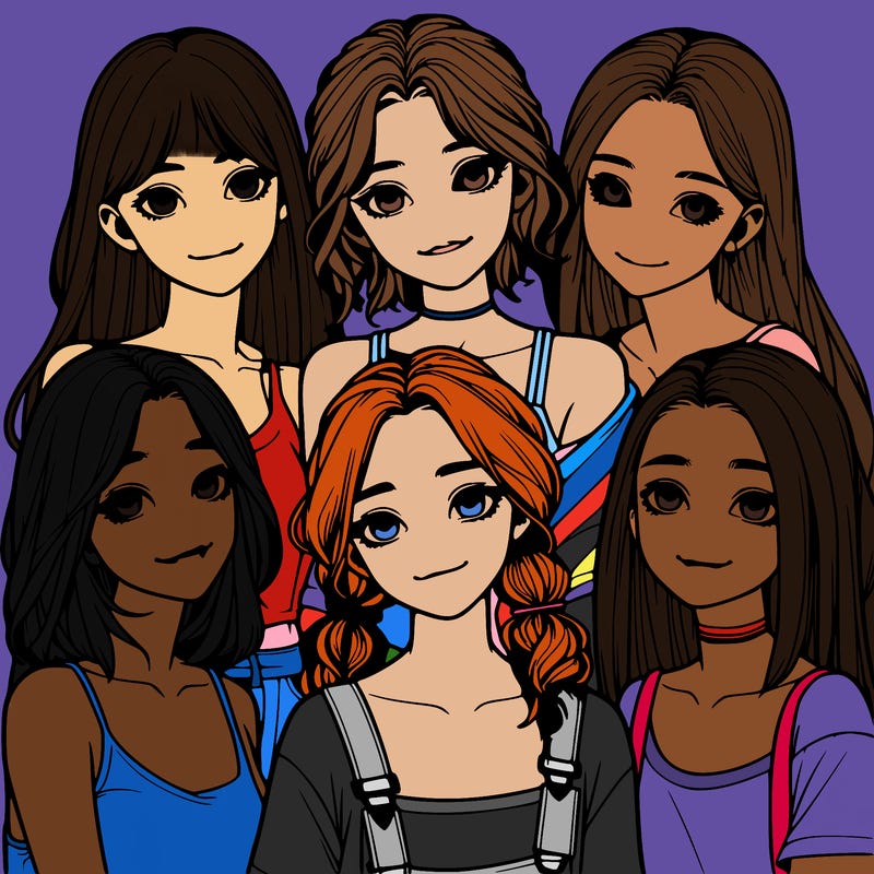 a group of girls realistic