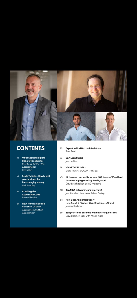 Acquisition Aficionado Mag - 비즈니스 인수 및 M&A 기사를 나열하는 Acquisition Aficionado Magazine의 목차