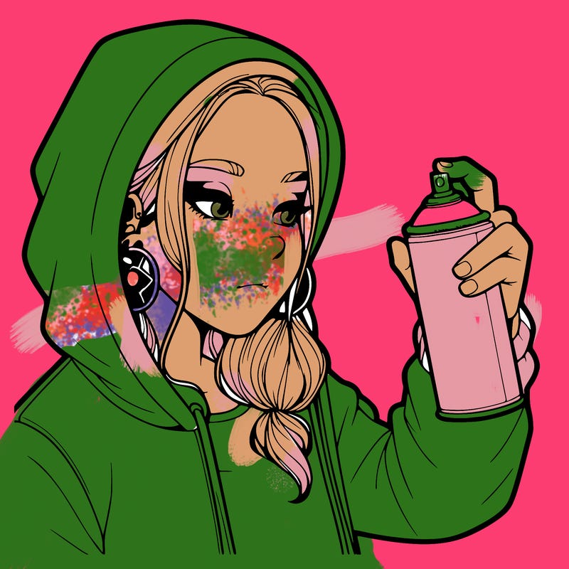 a realistic girl, spray painting