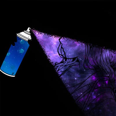 a realistic girl spray, painting