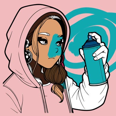 a realistic girl, spray painting
