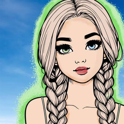 realistic girl with braids