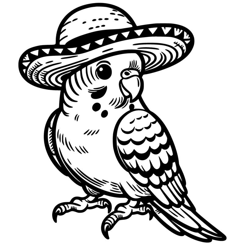 parakeet bird with hat