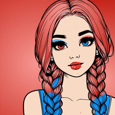 realistic girl with braids