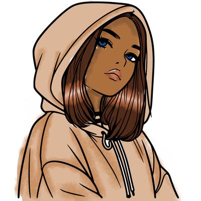 a realistic girl in a hoodie