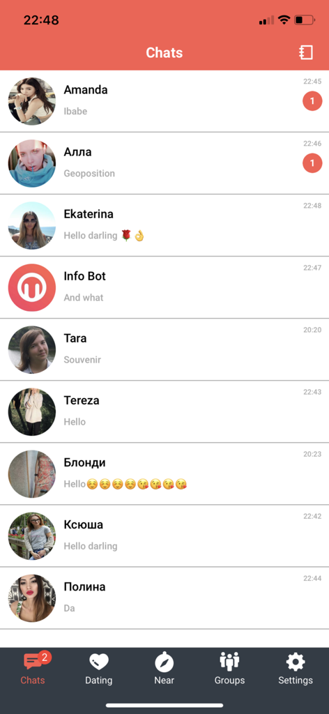 UAround - Elite Singles Dating - A list of active chat conversations with profile pictures on the UAround dating app.