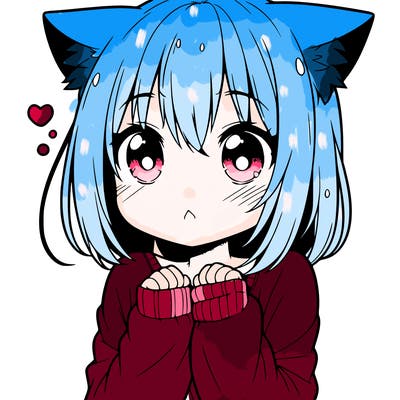 shy anime catgirl