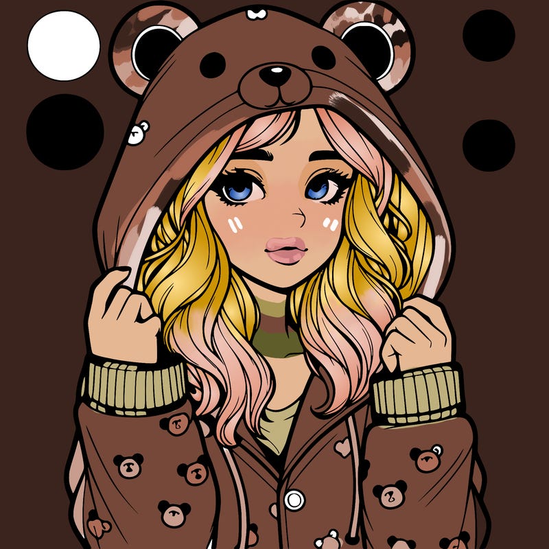 realistic girl in a animal pjs hoodie