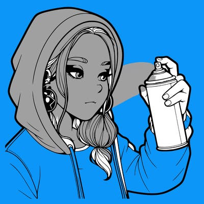 a realistic girl, spray painting