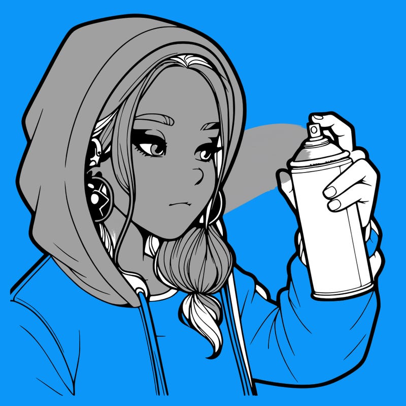 a realistic girl, spray painting
