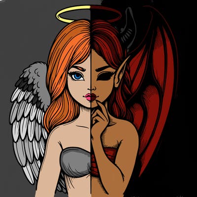 realistic angel half demon