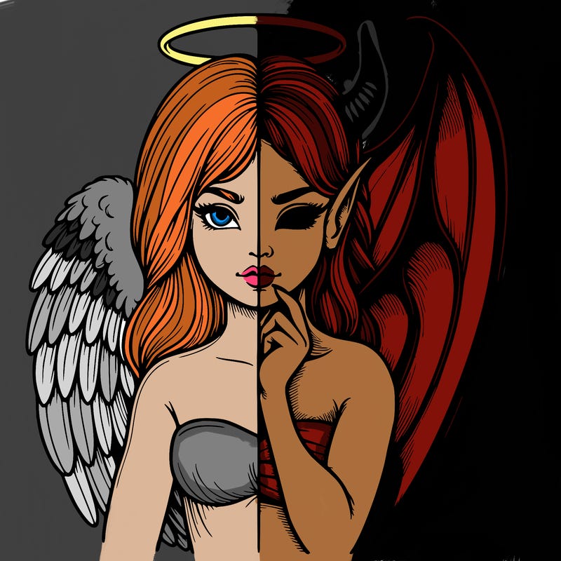 realistic angel half demon