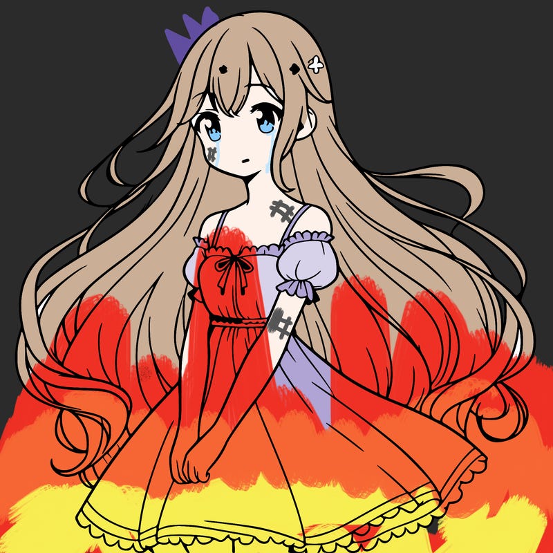 girl with long hair in a dress anime