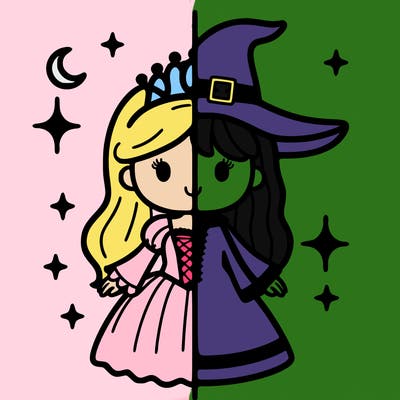 split princess and witch