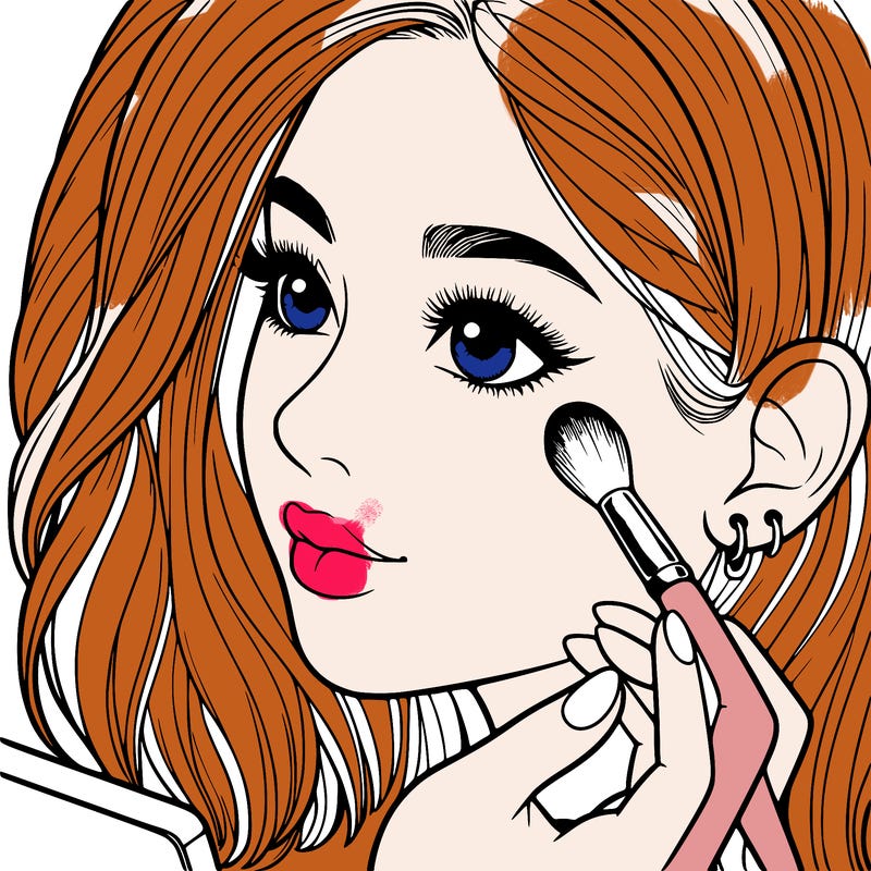 a realistic girl doing her makeup