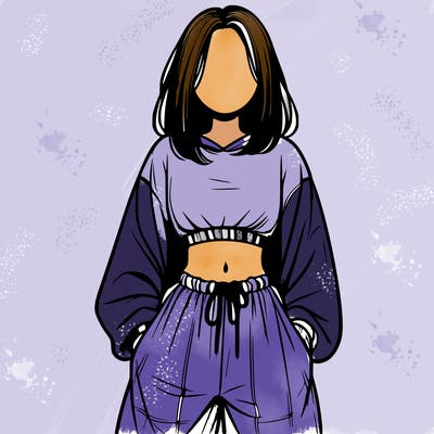 realistic girl faceless with baggy pants and a crop top