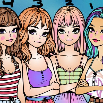 four realistic girls