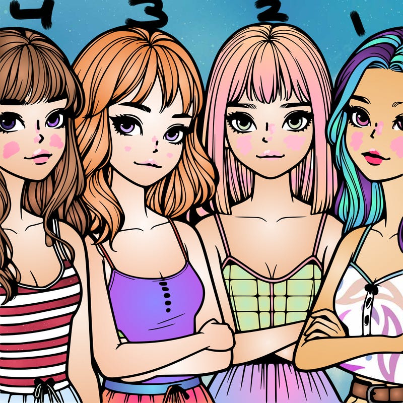 four realistic girls