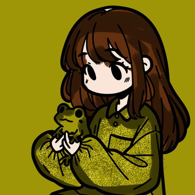 girl with long hair and a oversized shirt. and she is holding a frog