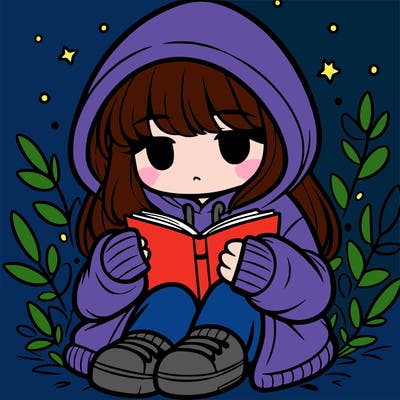 girl in oversized hoodie reading a book