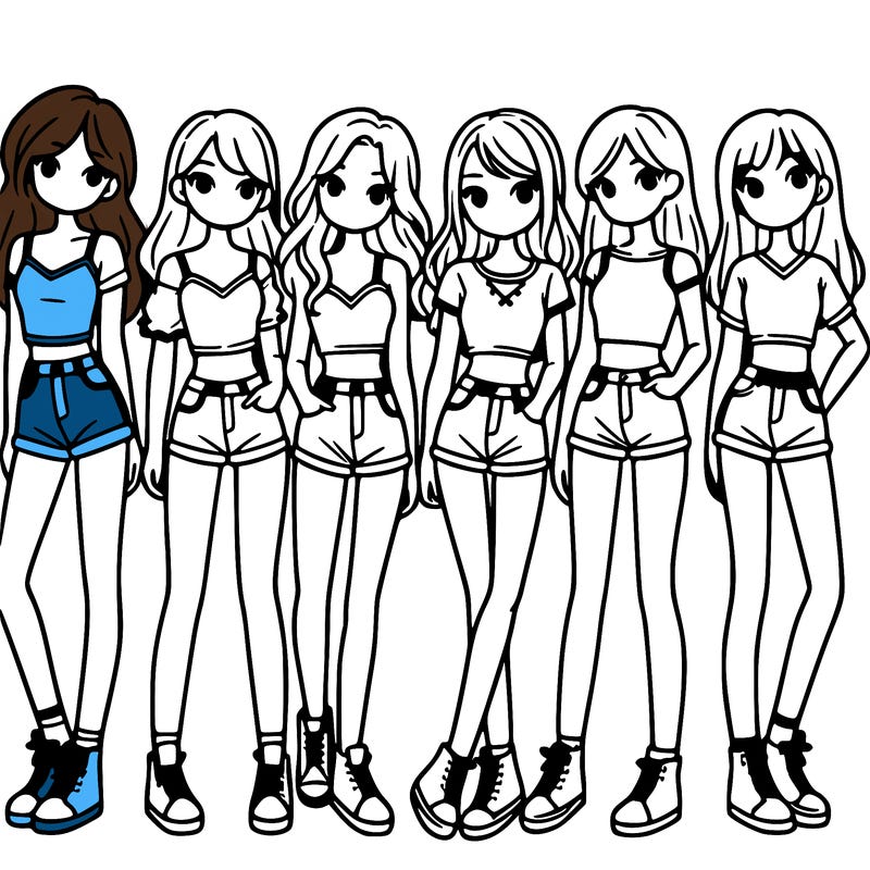 a group of girls wearing crop tops and shorts