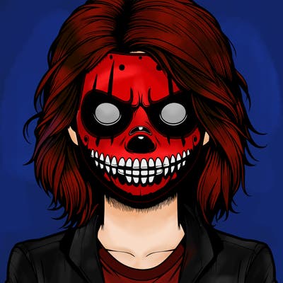 realistic girl with cool and scary mask on