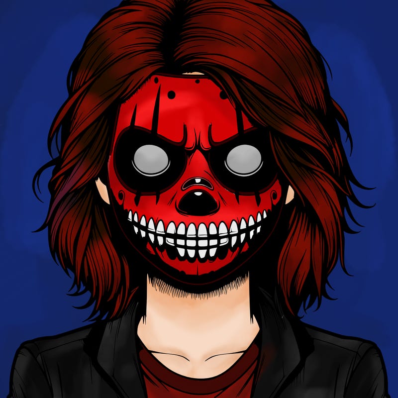 realistic girl with cool and scary mask on