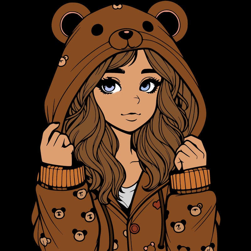 realistic girl in a animal pjs hoodie