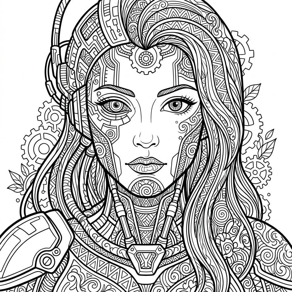 Teen Cyborg Zentangle Coloring Page - Free Printable Fun — Color Pop
