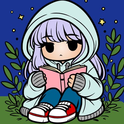 girl in oversized hoodie reading a book