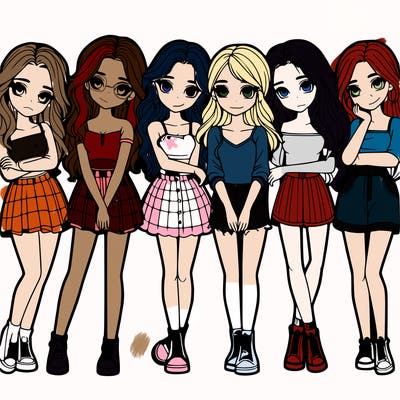 a group of girls realistic