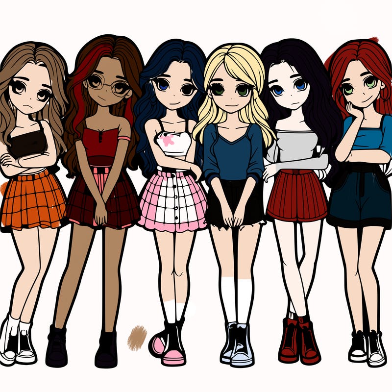 a group of girls realistic