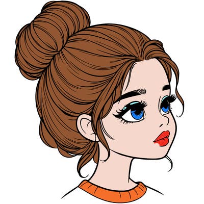 realistic girl with bun