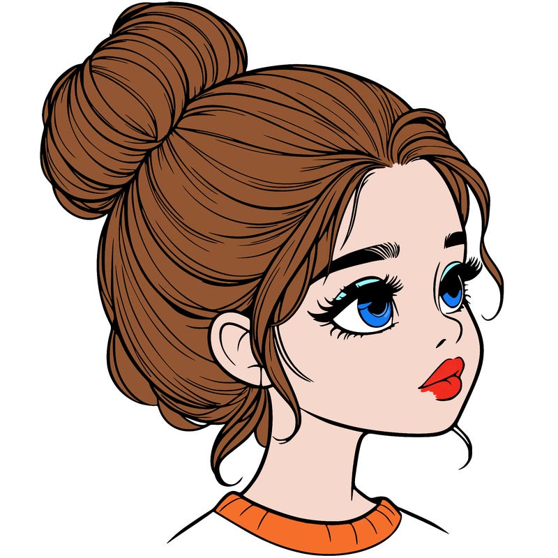 realistic girl with bun