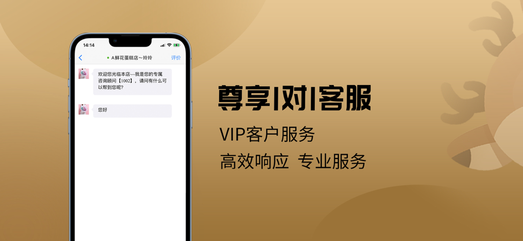 鹿思闻鲜花-Rosewin鲜花轻奢浪漫1小时速递 - Rosewin app screenshot showing exclusive 1-on-1 VIP customer service chat.