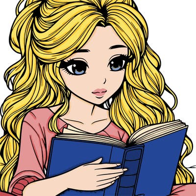 realistic girl reading a book