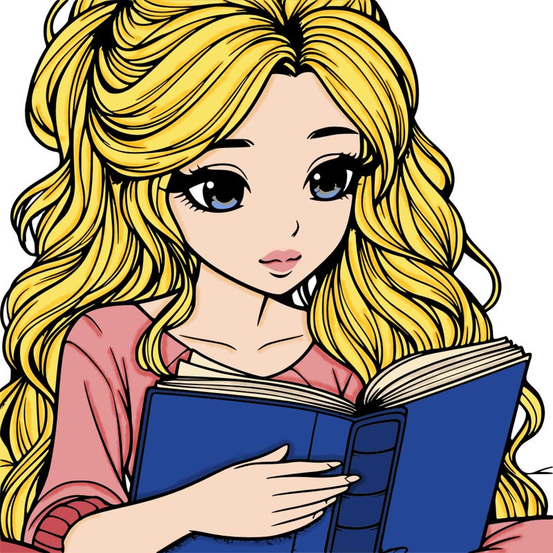 realistic girl reading a book