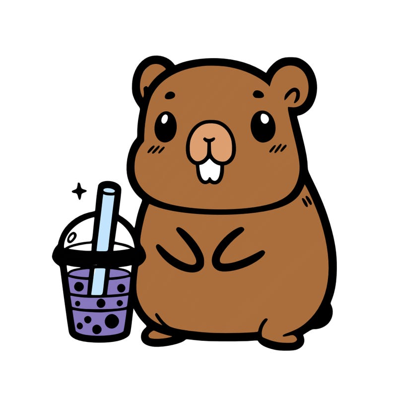 kwaii capybara with boba