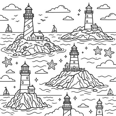 Embark on a tranquil coloring journey with our island lighthouses design, perfectly crafted for seniors. This engaging page features bold lines and peaceful marine scenes, offering a relaxing and enjoyable creative escape.