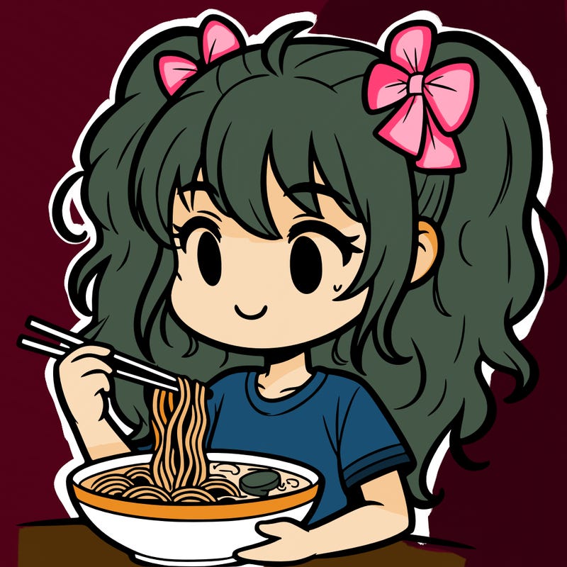 a girl eating ramen