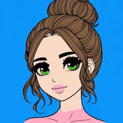 realistic pretty girl with hair in bun