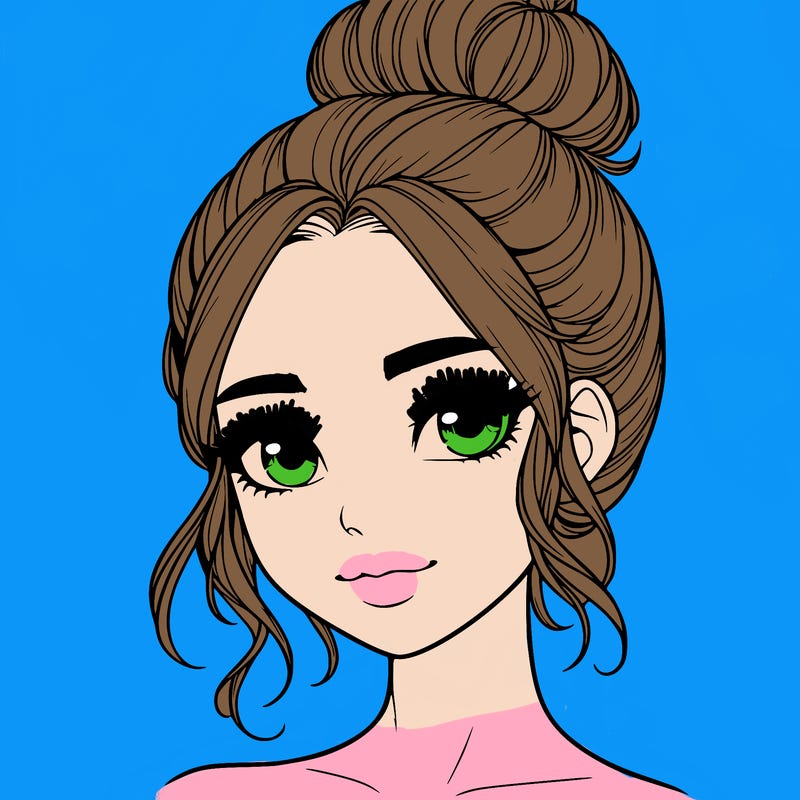 realistic pretty girl with hair in bun